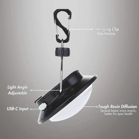 Gen 2 3000LM UFO Camping Lantern Rechargeable Portable Tent Light With 200 Hour Runtime Waterproof detachable hanging clip