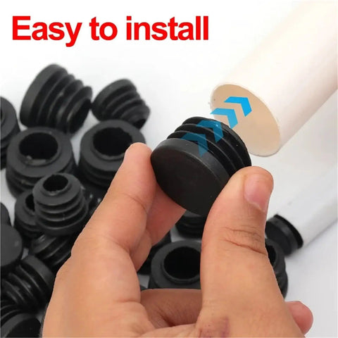 Easy to install Rock Solid 20 To 100 Piece Round Plastic Chair Leg Protectors And End Caps For Furniture Table Feet in black PE plastic