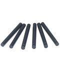 Six black drilled ferro rods, part of the Survival Fire Starter Kit With Six Drilled Ferro Rods Magnesium Fire Steel For Emergency Prepper Gear Outdoor Camping And Bushcraft Lanyard Hole For Keychain Or Lanyard Must Have, displayed on a white background.