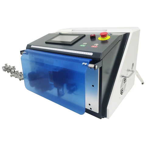 Jaryannix Automatic Wire Stripping And Bending Machine 110V, digital display with blue protective cover and control panel