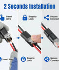 Demonstration of No Tool Needed Quick Connect Wire Connectors With Snap On Locking Buckle For LED Strip Lights Push In Electrical Connectors