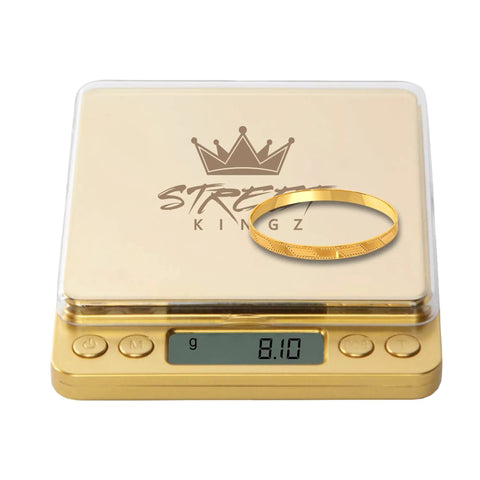 Go To Pro Grade Digital Jewelry Scale 1000G Capacity Portable Food Scale With Multi Unit Conversion, gold finish, bracelet on scale