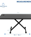 Black 28 Inch Standing Desk Converter Sit To Stand Monitor Riser With Scissor Lift Height Adjustment For Desk Ergonomics And Productivity Space Saving Tabletop Must Have Gear, showing dimensions and weight capacity.