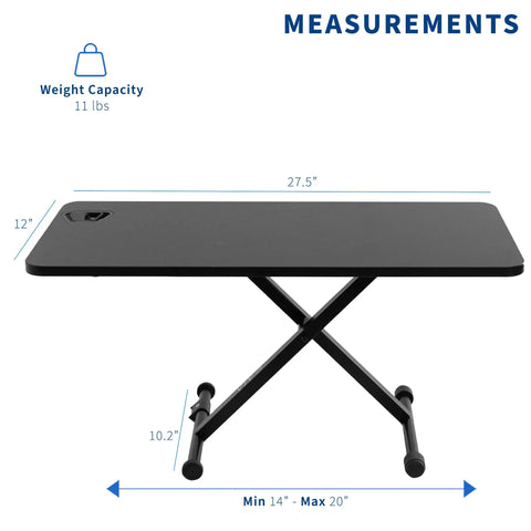 Black 28 Inch Standing Desk Converter Sit To Stand Monitor Riser With Scissor Lift Height Adjustment For Desk Ergonomics And Productivity Space Saving Tabletop Must Have Gear, showing dimensions and weight capacity.