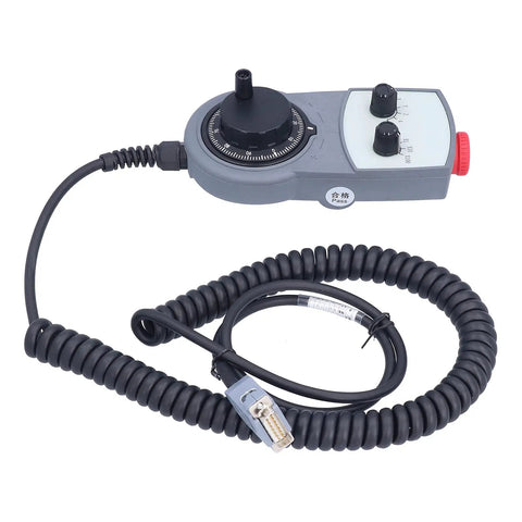 Heavy Duty CNC Electronic Handwheel With Magnetic Base For Manual X1 X10 X100 Positioning On Lathes And Machining Centers Total Machine Control, grey ABS handwheel with coiled cable and DB15 plug