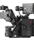 4 Axis 6K Cinema Camera Bundle Kit With 128GB Card Roller Bag LiDAR Range Finder DL Mount Hand Grips Monitor Battery Pack And Cables Pro Grade Set Kit showing camera close-up view of modular setup and LiDAR.