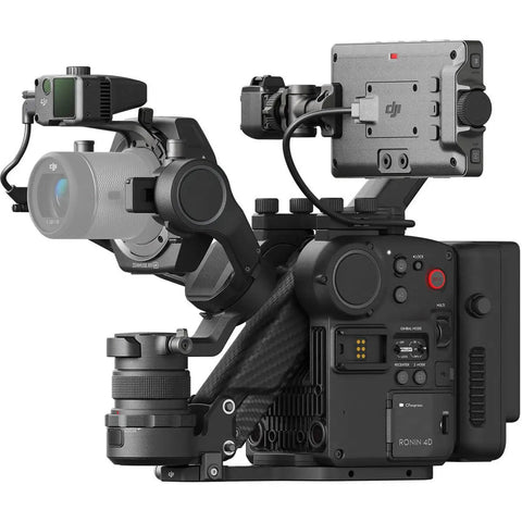 4 Axis 6K Cinema Camera Bundle Kit With 128GB Card Roller Bag LiDAR Range Finder DL Mount Hand Grips Monitor Battery Pack And Cables Pro Grade Set Kit showing camera close-up view of modular setup and LiDAR.