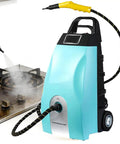 Heavy Duty 3000w Steam Cleaner Engine Wash Multi Purpose Commercial Grade Steamer With Six Accessories Three Point Five Liter Large Tank For Home Car AC Deep Cleaning Tough Grime Range Hood Oven Tile cleaning grime off a stovetop.