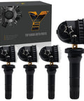 Preprogrammed TPMS Sensor Tire Pressure Monitoring System Replaces 13598771 Set of 4 sensors with valve stems and packaging.
