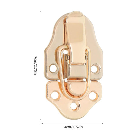 Six Golden Metal Toggle Latches For Vintage Wood Boxes Tool Cases And Suitcases, 7cm gold retro hasp latch with fastening loop.