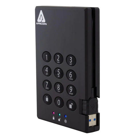 Heavy Duty 500GB Portable External Hard Drive Usb 3.0 with numeric keypad for secure access and rugged exterior.