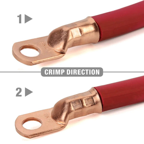 Copper cable lugs crimped with Beefy Heavy Duty Battery Cable Lug Crimp Tool For Eight AWG To One Zero AWG End Terminals