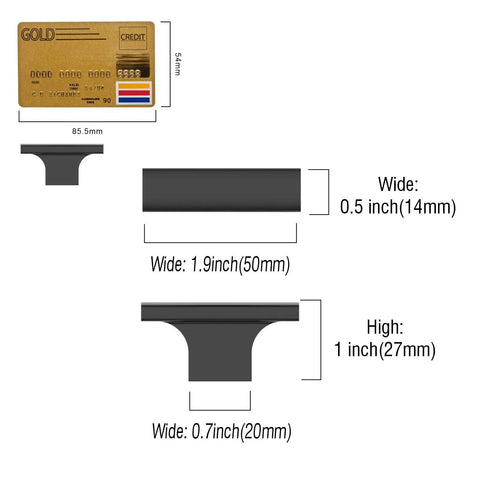 Diagram showing dimensions of Matte Black Cabinet Knobs 2 Inch 50mm 10 Pack Single Hole Kitchen Cabinet Pulls Drawer Knobs Easy To Install