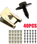40 Pack U-Nut And Hex Bolt Fastener Kit For Easy Install No Mod Needed With 8mm Hex Bolts 14mm Length 17mm Washer And 16x11mm Speed Fasteners For Automotive DIY Projects, black screw and zinc U-nut set
