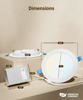 Dimensions of 12 Pack 6-Inch LED Recessed Lights With Junction Box, Slim Canless Ceiling Downlights, Wafer-Thin Install