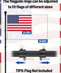 10 Ft In Ground Flag Poles Kit For Double Flag Display With Sturdy 5 Prong Base Windproof Ground Flag Poles adjustment rings