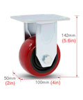 Heavy Duty Swivel Caster Wheels With Smooth Rolling Polyurethane Tires And Sturdy Galvanized Brackets, 4in size.