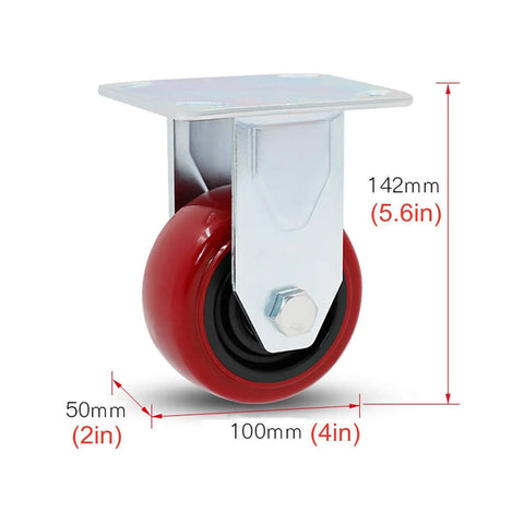 Heavy Duty Swivel Caster Wheels With Smooth Rolling Polyurethane Tires And Sturdy Galvanized Brackets, 4in size.