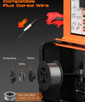 Heavy Duty All In One 3 In 1 MIG Welder For Home Shop 110V showing flux core wire compatibility and components