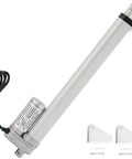 Heavy Duty DC 12V 10 Inch Stroke Linear Actuator With Mounting Bracket 900N Lift, shown with included installation brackets