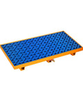 Leakproof Spill Containment Pallet With Drain For Garage And Warehouse Durable Metal Tray Size 125 By 65 By 15 Cm Yellow And Blue Ideal For Oil Drums And Washing Machines