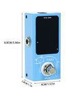 Ultra Compact Tuner Pedal With Pitch LED Indicator For Electric Guitar And Bass, True Bypass, Blue Finish, shown from side angle.