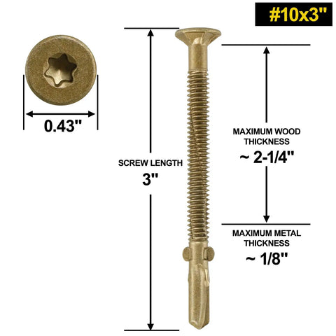 Heavy Duty Hex Washer Deck Screws For Wood To Metal Fastening With Replacement Star Bits Corrosion Resistant Zinc Coating 3 inch length