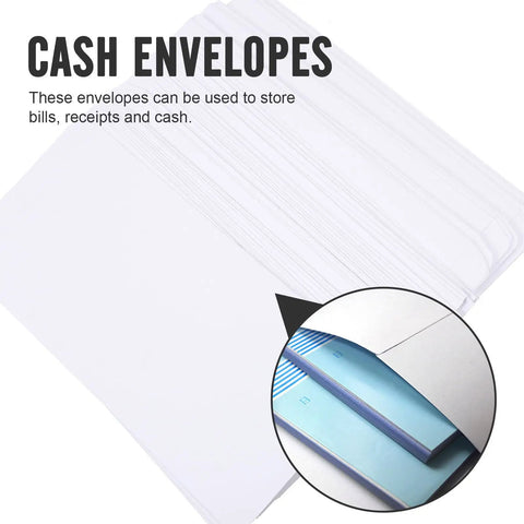 Thick White Blank Letter Envelopes 230x120mm Bulk Pack of 100 Durable Paper for Cash Envelopes Office Bill Storage and Mailing Supplies Easy Seal Clean Look for Everyday Mail close-up.