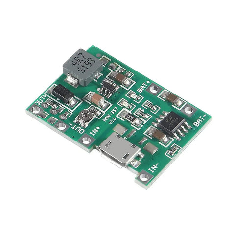 5 Piece 18650 Lithium Ion Battery Charger Module Kit With Holder Plug And Play Micro USB Input circuit board for charging.