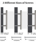 5 Pack Satin Nickel Cabinet Pulls 3-3/4 Inch Hole Centers 96mm shown with three screw sizes for kitchen cabinets and drawers