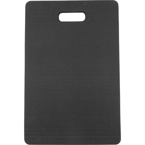 Knee Pad With Handy Handle For Kneeling, 1 Inch Thick NBR Foam Kneeling Pad in black, shown flat with handle, Soft Closed Cell Comfort.