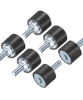 Six Pack M6 Rubber Isolator Mounts With Studs 20x15mm Vibration Absorbers Heavy Duty Zinc Plated Cylindrical Thread Mounts With Six M6 Lock Nuts