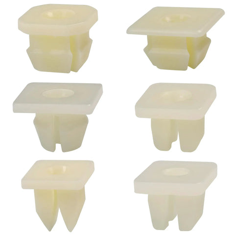 330 Pcs Nylon Nut Screw Grommet Assortment For Grille Bezel Headlight License Plate Bumper Fender Side Marker Lights Fits GM Chrysler Toyota Honda Mazda Nissan Mitsubishi Must Have Car Fastener Kit showing six nylon beige grommets