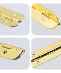 Heavy Duty Gold Iron Piano Hinges 6.3 Inch Continuous Cabinet Hardware For Kickass Furniture Builds, showing hinge details.