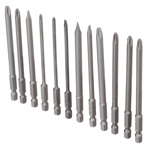 Kick Your DIY Game Up A Notch With This Epic 12-Piece S2 Alloy Steel Screwdriver Bit Set Slotted And Cross Head Sandblasted Rust Bits 100mm For Reliable Electric Drill And Manual Power Tool Performance. 12-piece S2 alloy steel screwdriver bits, 100mm, slotted and Phillips