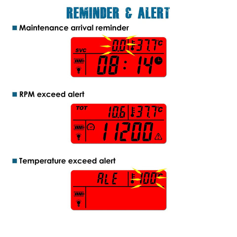 Digital Tach Hour Meter And Engine Temperature Gauge With RPM And Temperature Alerts Backlit Display For Beefed Up Lawn Tractors Generators Snowmobiles Marine Jet Skis Pit Bikes And More Tracks Total Run Time Service Intervals