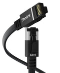 Cat 8 Ethernet Cable 50 Ft Ultra Fast 40Gbps 2000MHz Shielded SFTP RJ45 LAN Patch Cord, showing black braided design and connectors