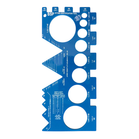 Field Ready Thread Identification Kit With Adaptall Gauges For BSPP BSPT JIS Metric DIN Kobelco And Komatsu Threads Pro Grade Durable Build For Quick In Field Or Shop Verification And An Organized User Friendly Layout, blue metal BSP gauge