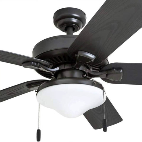52 Inch Ceiling Fan With Light For Indoor And Outdoor Spaces, Pull Chain Control, LED 1200 Lumens At 3000K, Tri Mount Bronze Design, Damp Rated For Porches Decks And Garages