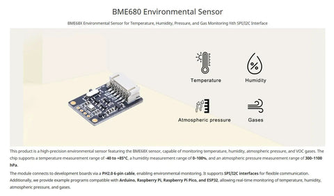 AI Enhanced Environmental Sensor Module With Temperature, Humidity, Pressure And Gas Readings, I2C And SPI Interface