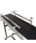 Electric PVC Belt Conveyor With Adjustable Speed For Desktop Use, Stainless Steel Body, Double Guardrails, 177x11.8 Inch