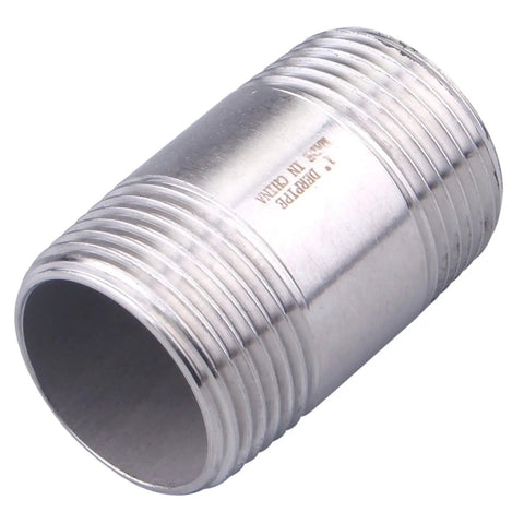 Heavy Duty 1 In NPT Nipple Pipe Fitting 304 Stainless Steel Male Threaded Long Coupling 1 In By 1 In Pack Of 2 For Pro Plumbers Corrosion Resistant And Long Lasting, close-up