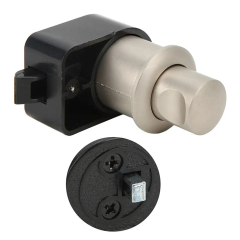 Push Button Latch Kit 2 Pack With Lock Zinc Alloy RV Cabinet Door Knob Pearl Finish detail view
