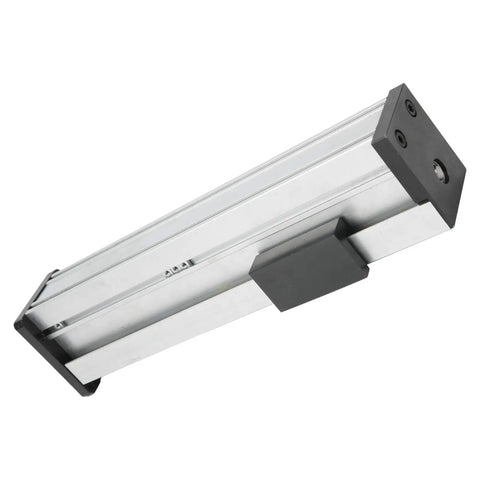 Full Enclosed Actuator Aluminum Sliding Table With 155mm Stroke High Precision Screw Drive For CNC Robotics And Automation, angled view.