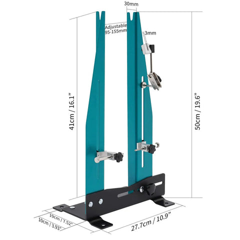 Wheel Truing Stand For 16-29 Inch Bikes, DIY Rim Maintenance Tool With Spoke Wrench in blue, side view