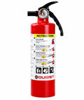 Heavy Duty ABC Fire Extinguisher Two Point Five Pound Dry Chemical with instructions for fast flame knockdown and use.