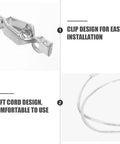 Heavy Duty Stainless Steel Fencing Wire Clamp And Cable Clip Head For Foil Mask Cord Holder shown with clip design and cord