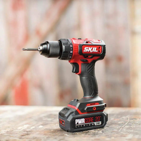2-Tool Cordless Drill Driver And 1 Quarter Inch Hex Impact Driver Kit With Brushless 20V Power PWRCore 20 2.0Ah Battery