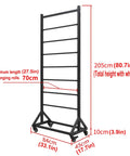 Badass Heavy Duty Steel Storage Rack Built Different For Garage Organization Setup, black with dimensions and wheeled base.