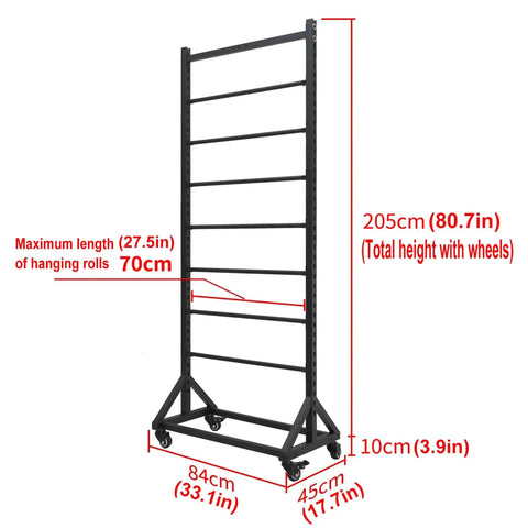 Badass Heavy Duty Steel Storage Rack Built Different For Garage Organization Setup, black with dimensions and wheeled base.